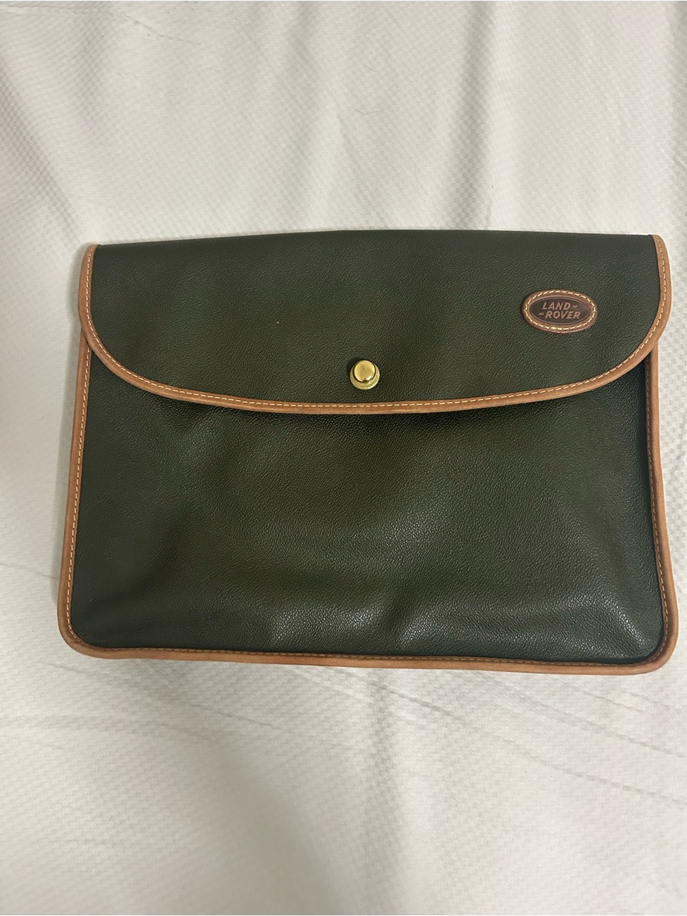Vintage Leather Land Rover Mulholland Document Portfolio Bag Green Snap Close